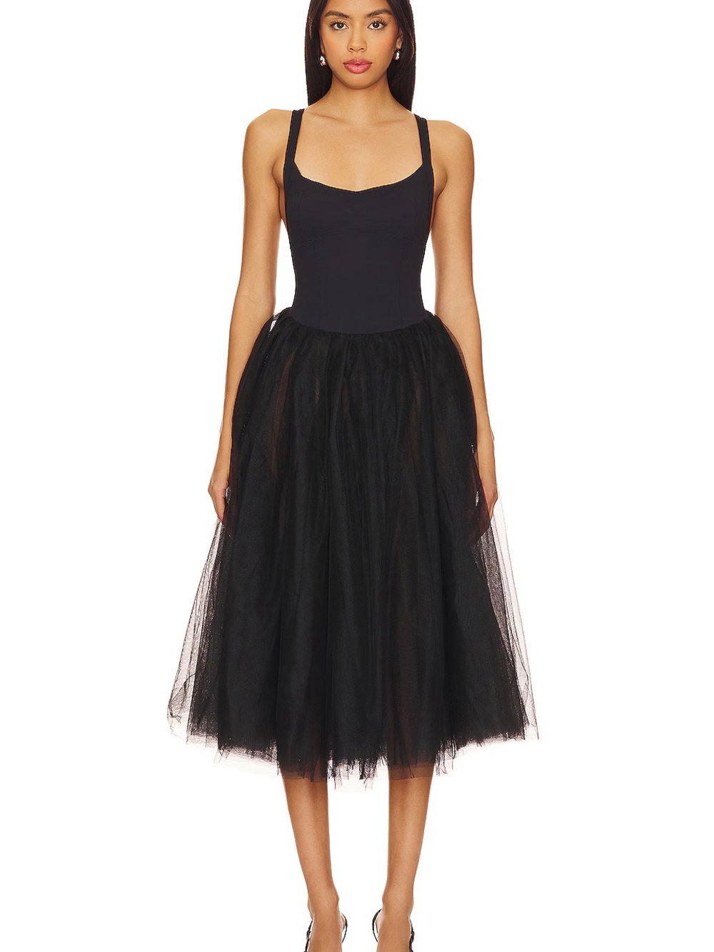 Free People x Intimately FP “Let’s Talk Tutu” Black Tulle Midi Dress